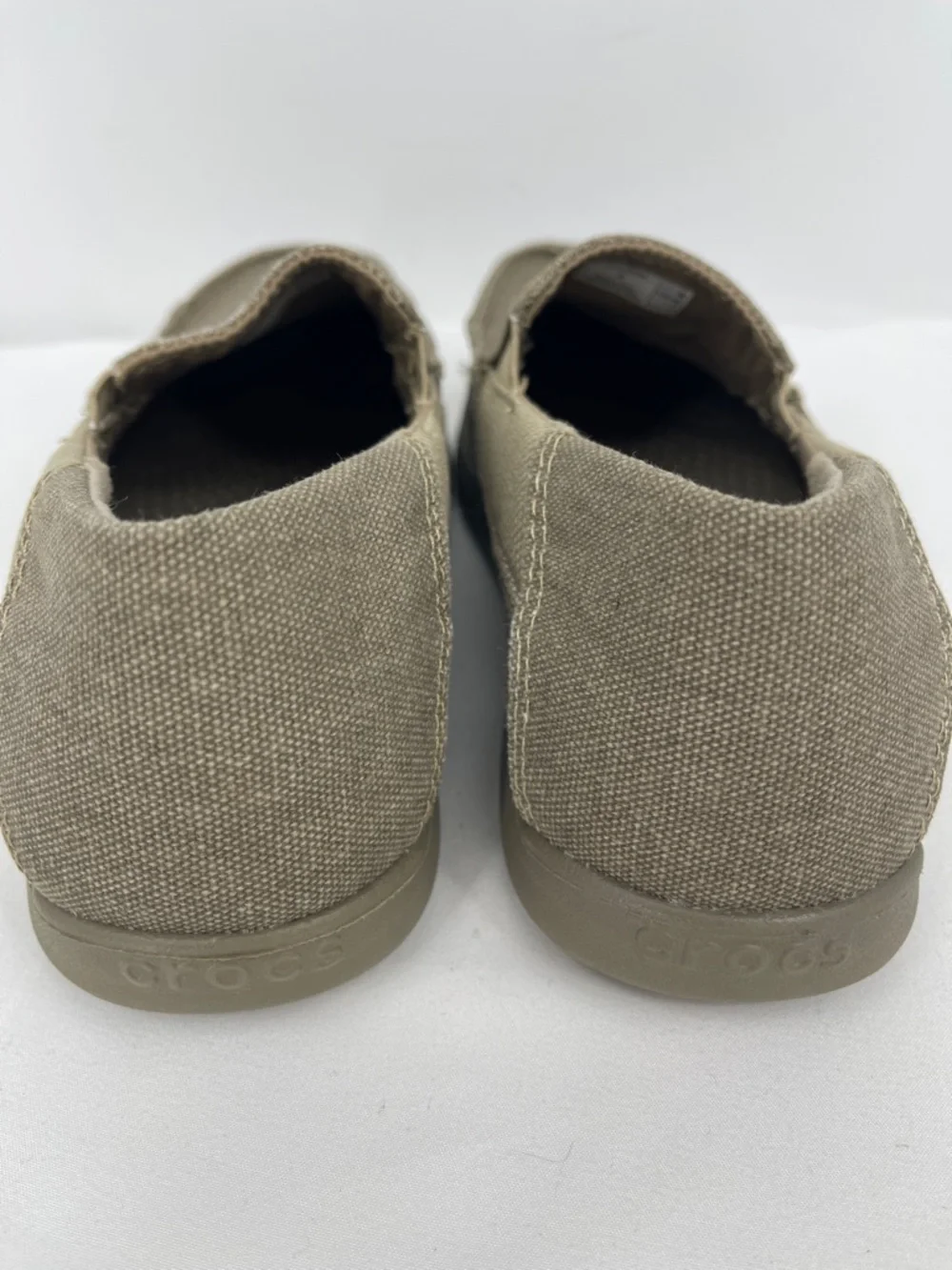 CROCS Boys  Slip-On Canvas Moccasins - Taupe SIZE J 5 UNISEX